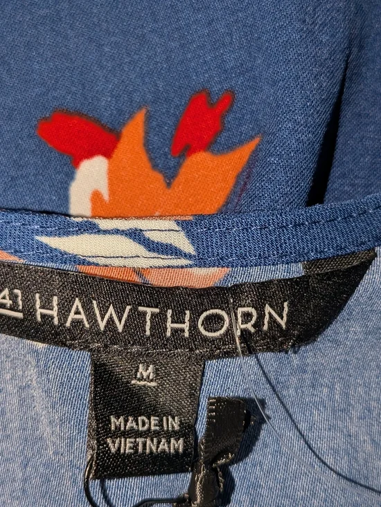 41 Hawthorn Blue Floral Tank Dress with Red and Orange Accents - Picture 3 of 3